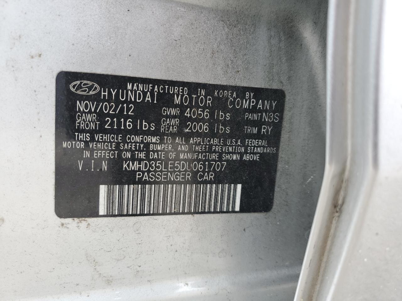 2013 Hyundai Elantra Gt VIN: KMHD35LE5DU061707 Lot: 64028034