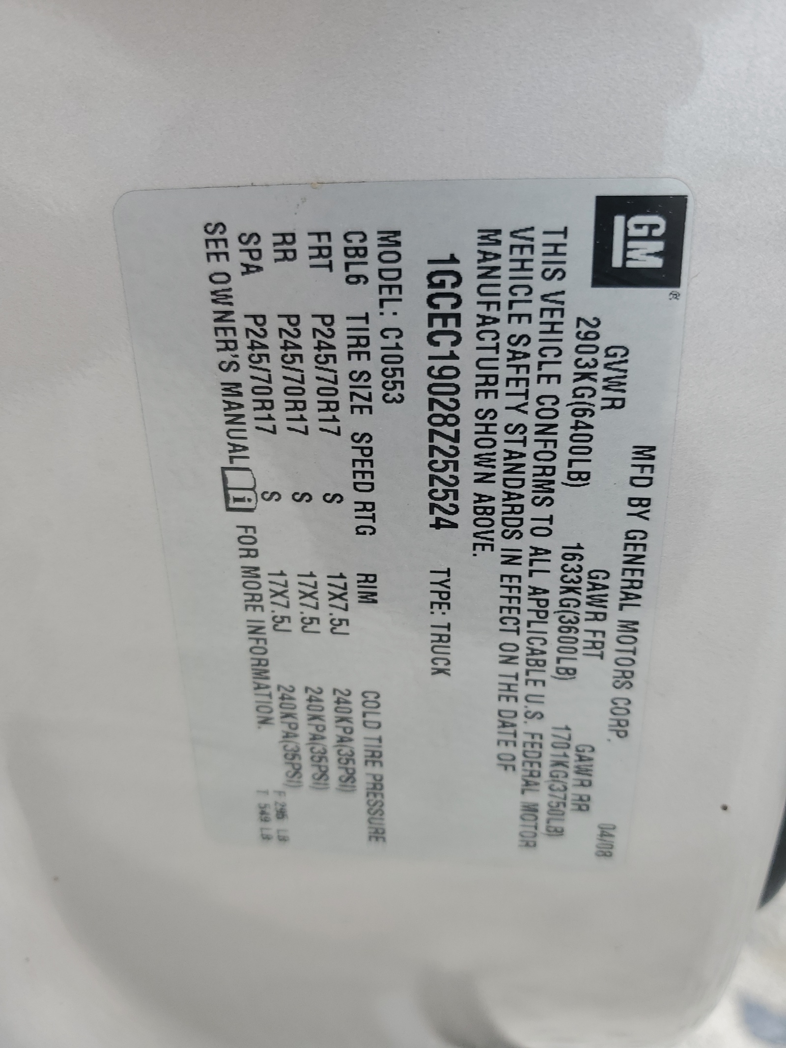 1GCEC19028Z252524 2008 Chevrolet Silverado C1500