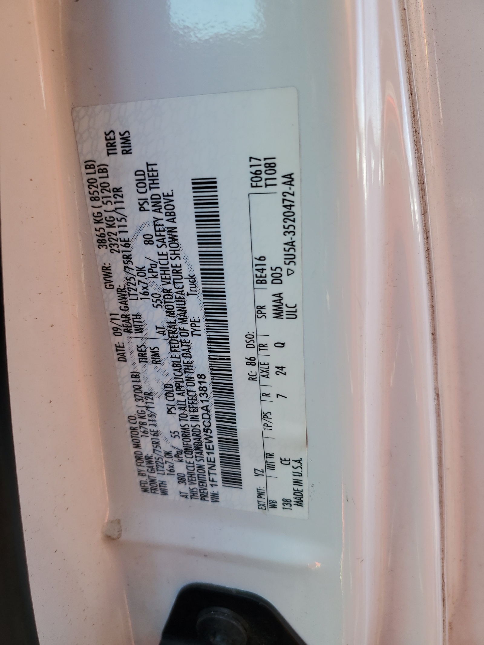 1FTNE1EW5CDA13818 2012 Ford Econoline E150 Van