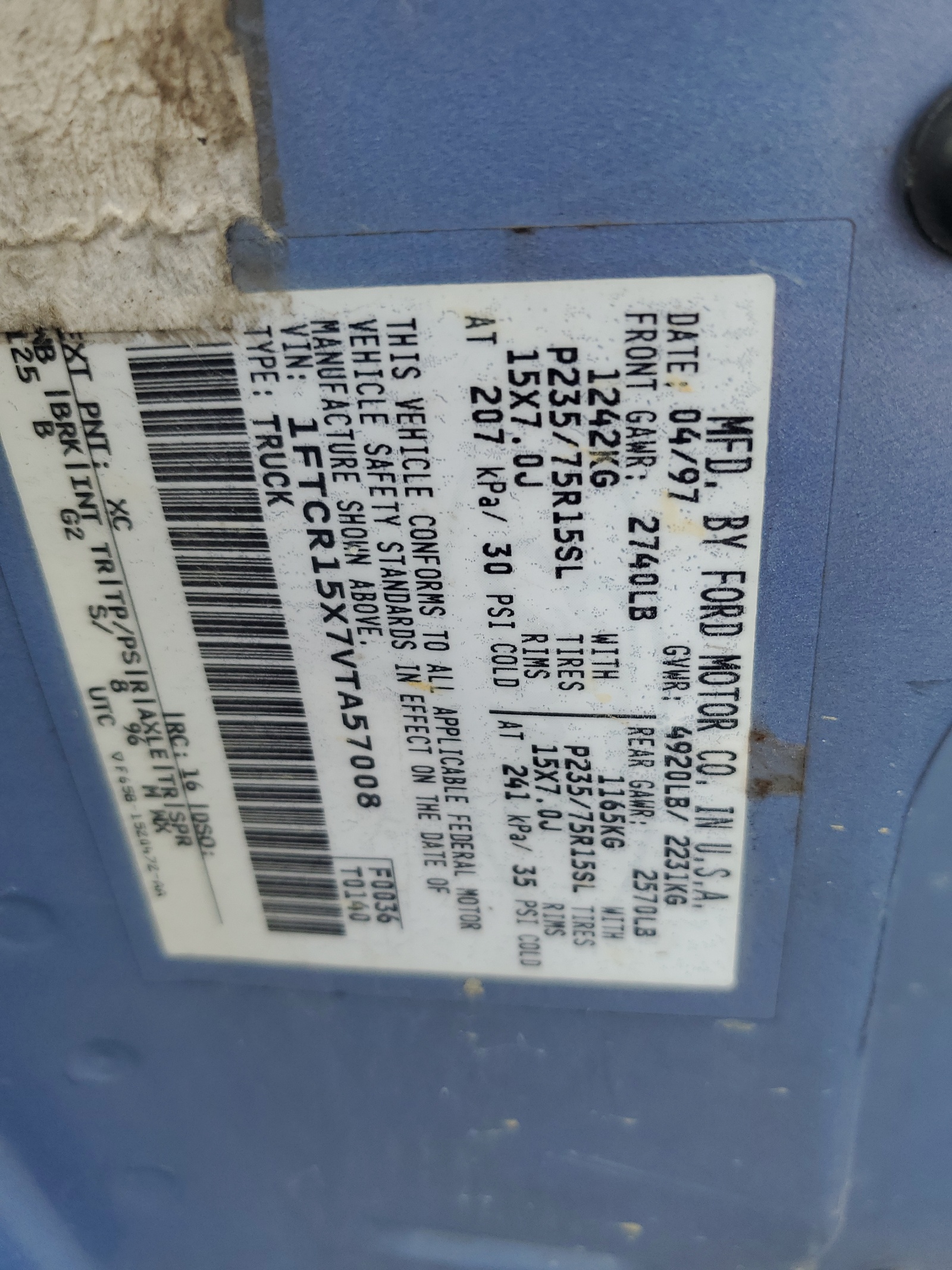 1FTCR15X7VTA57008 1997 Ford Ranger Super Cab