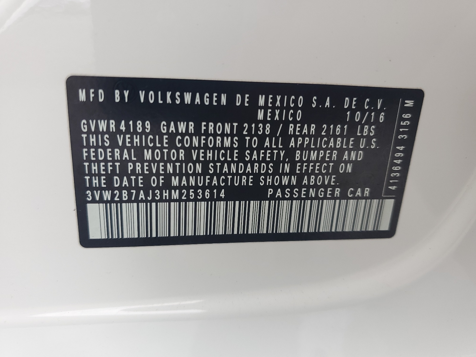 3VW2B7AJ3HM253614 2017 Volkswagen Jetta S