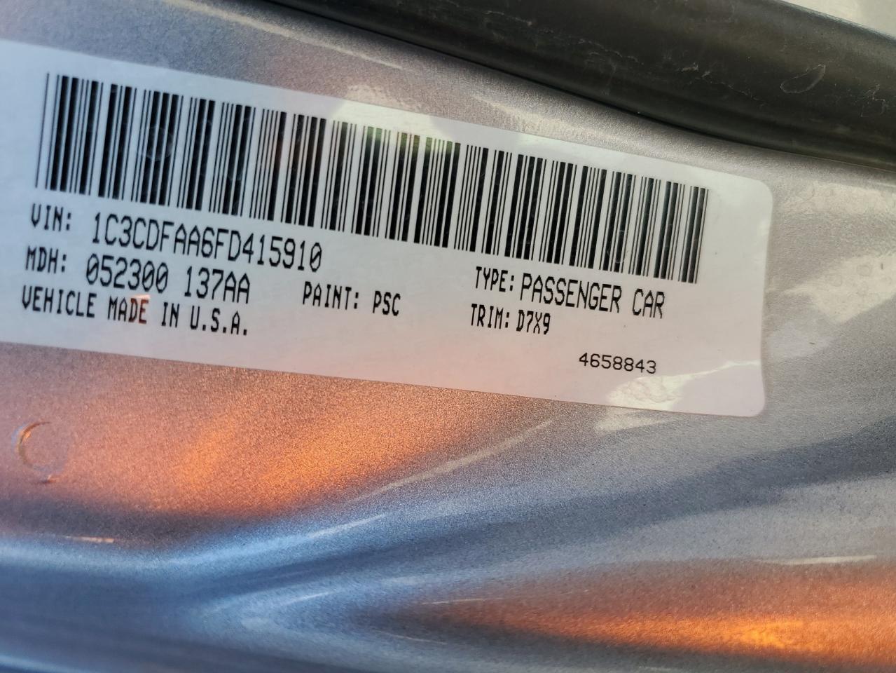 2015 Dodge Dart Se VIN: 1C3CDFAA6FD415910 Lot: 61414324