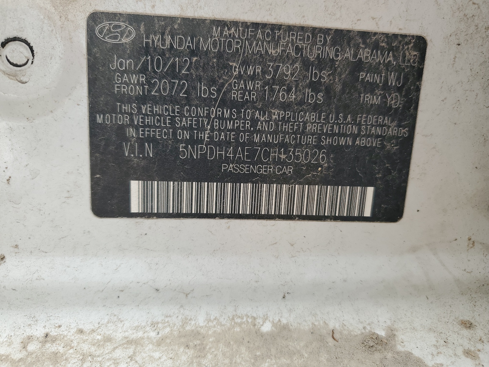 5NPDH4AE7CH135026 2012 Hyundai Elantra Gls