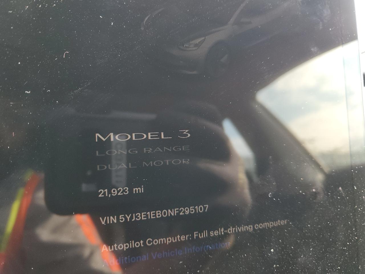 2022 Tesla Model 3 VIN: 5YJ3E1EB0NF295107 Lot: 63475844