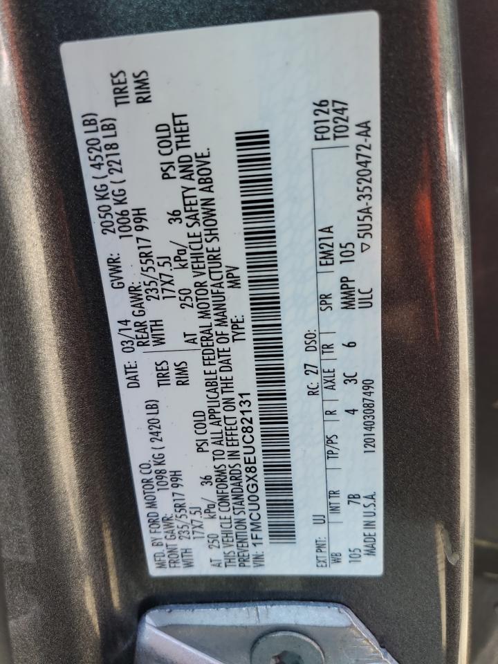 2014 Ford Escape Se VIN: 1FMCU0GX8EUC82131 Lot: 62920814