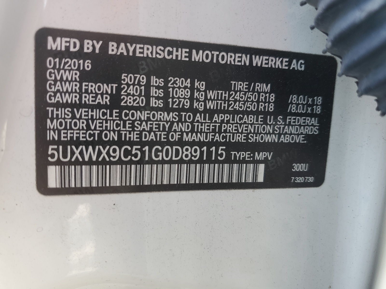 5UXWX9C51G0D89115 2016 BMW X3 xDrive28I