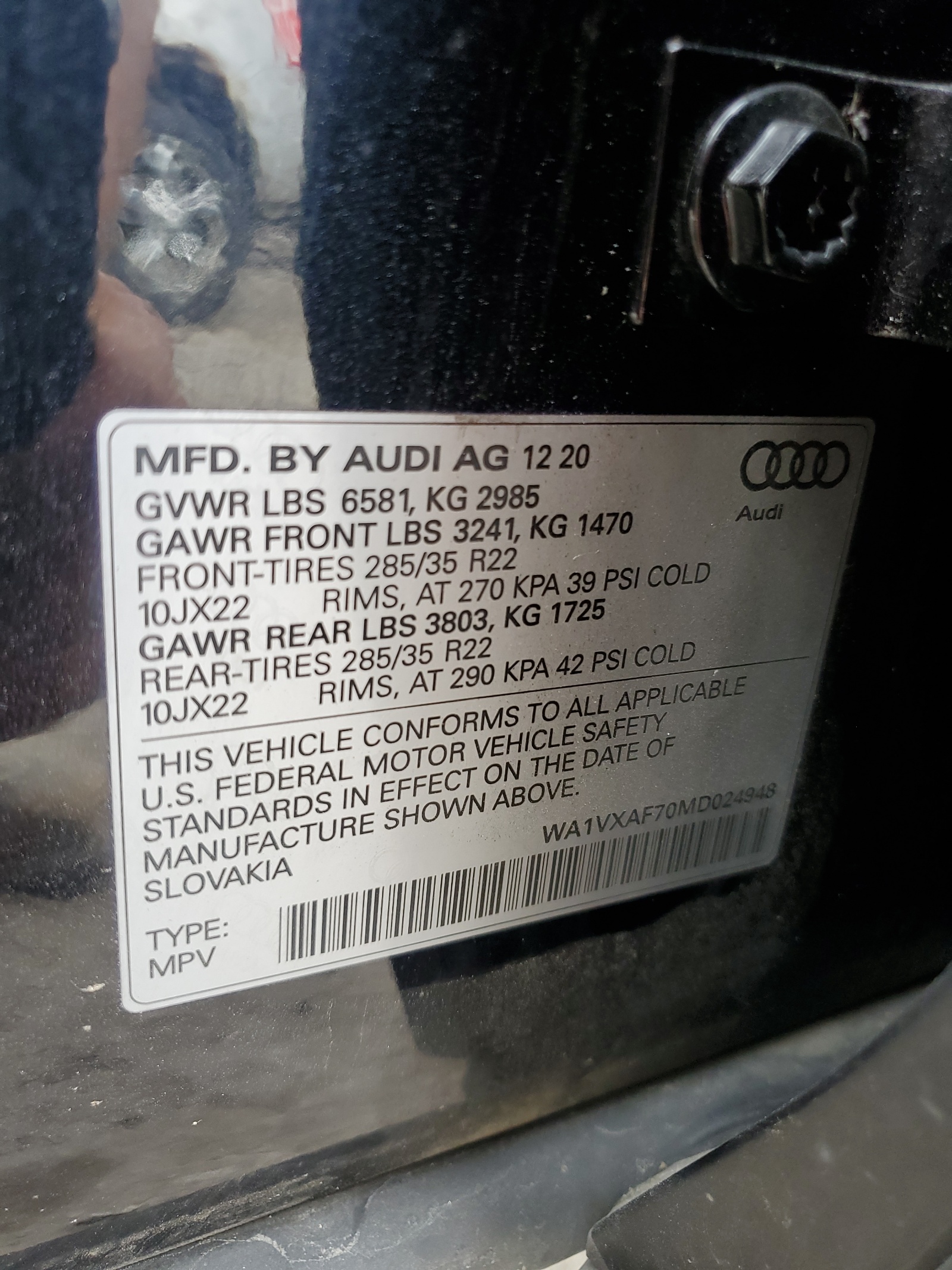 WA1VXAF70MD024948 2021 Audi Q7 Prestige