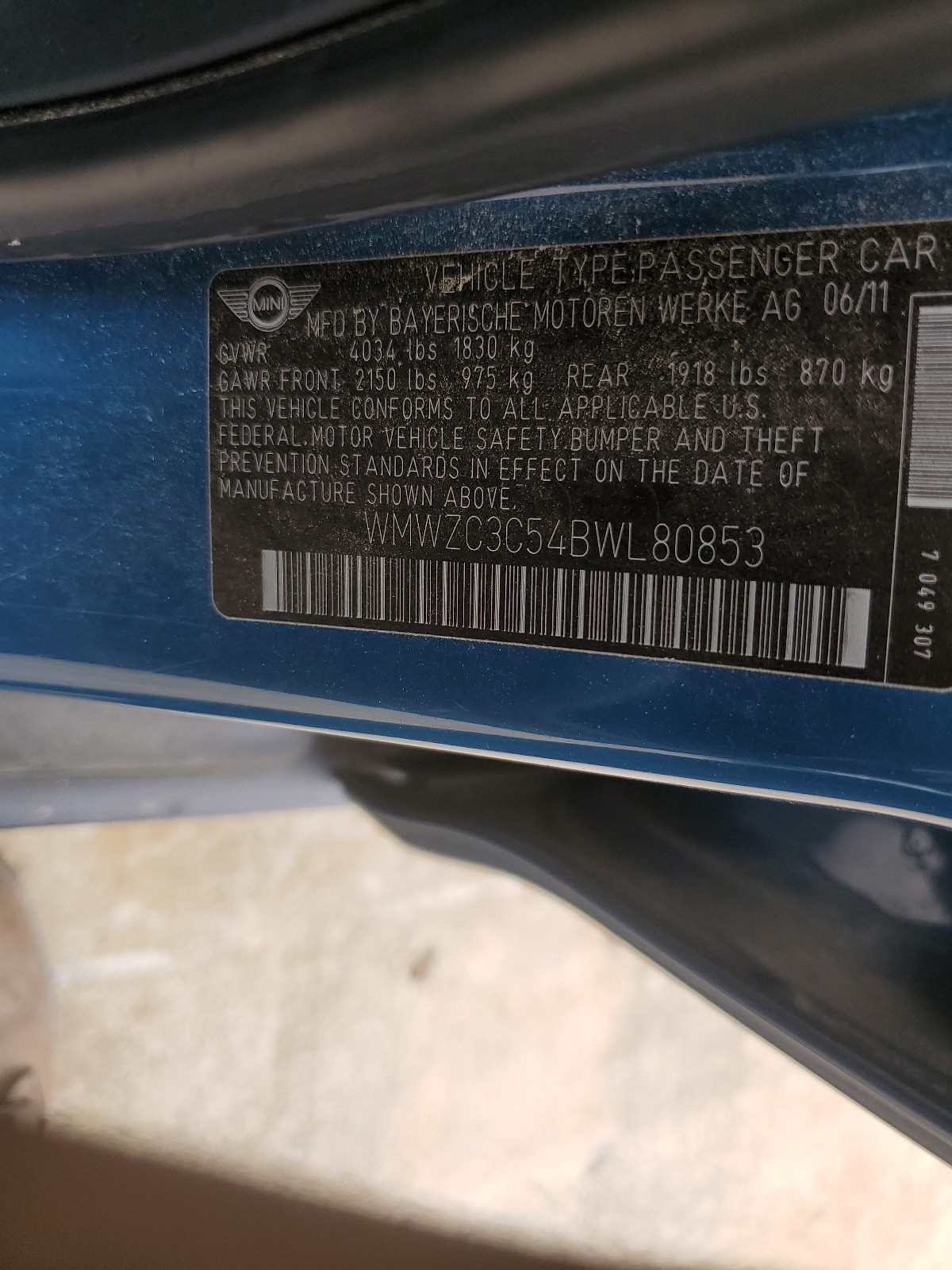 WMWZC3C54BWL80853 2011 Mini Cooper S Countryman