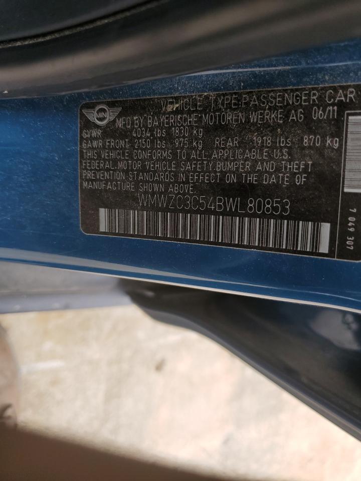 2011 Mini Cooper S Countryman VIN: WMWZC3C54BWL80853 Lot: 61942594