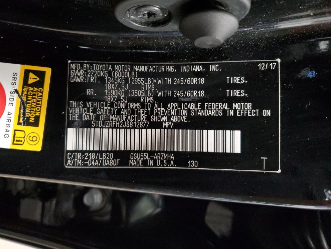 2018 Toyota Highlander Se VIN: 5TDJZRFH2JS812877 Lot: 62473354