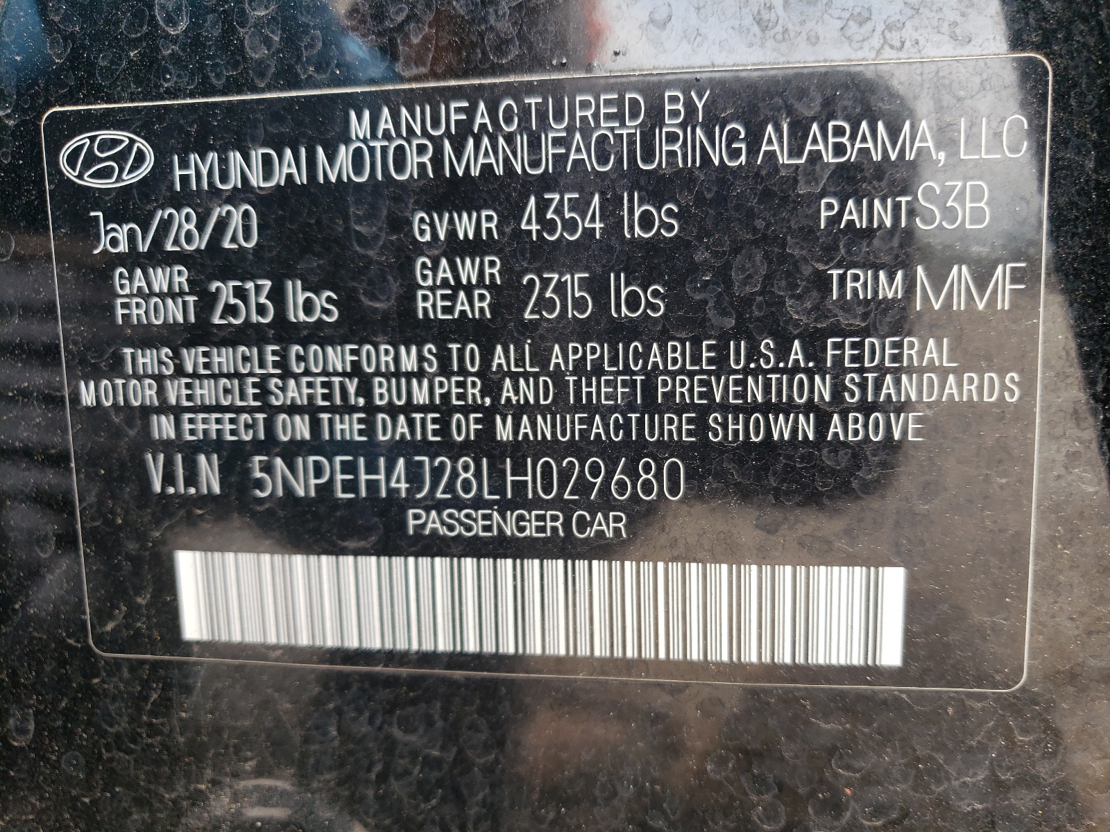 5NPEH4J28LH029680 2020 Hyundai Sonata Limited