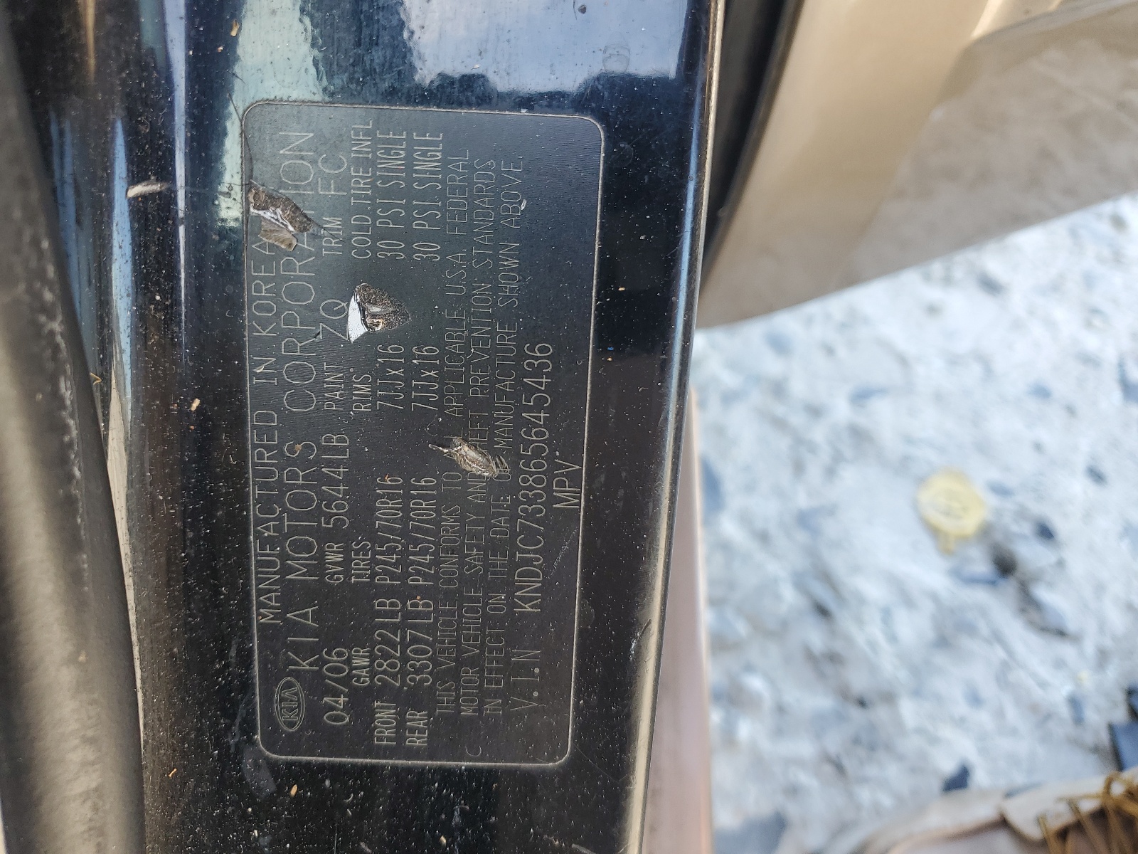 KNDJC733865645436 2006 Kia Sorento Ex