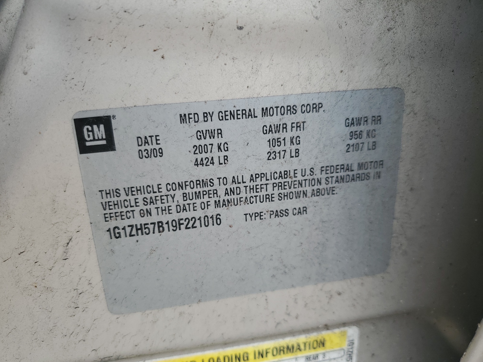 1G1ZH57B19F221016 2009 Chevrolet Malibu 1Lt