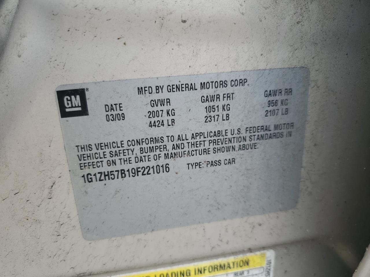 2009 Chevrolet Malibu 1Lt VIN: 1G1ZH57B19F221016 Lot: 64703354