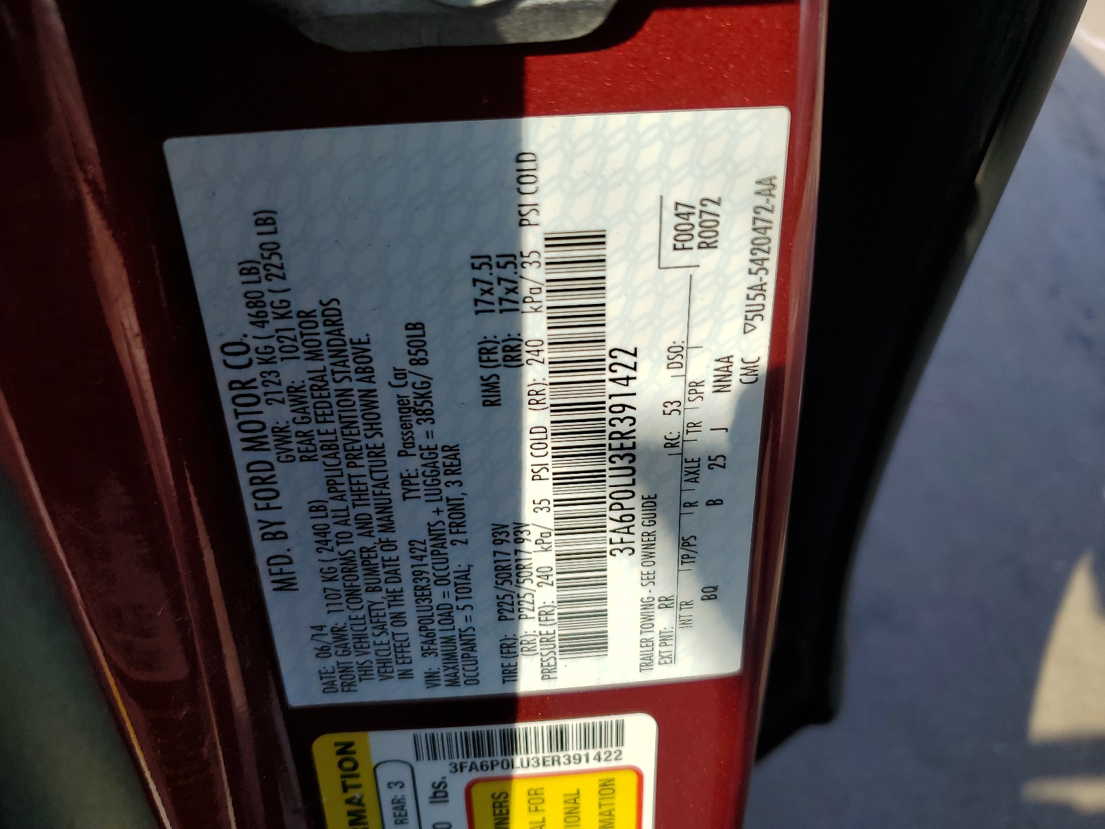 3FA6P0LU3ER391422 2014 Ford Fusion Se Hybrid