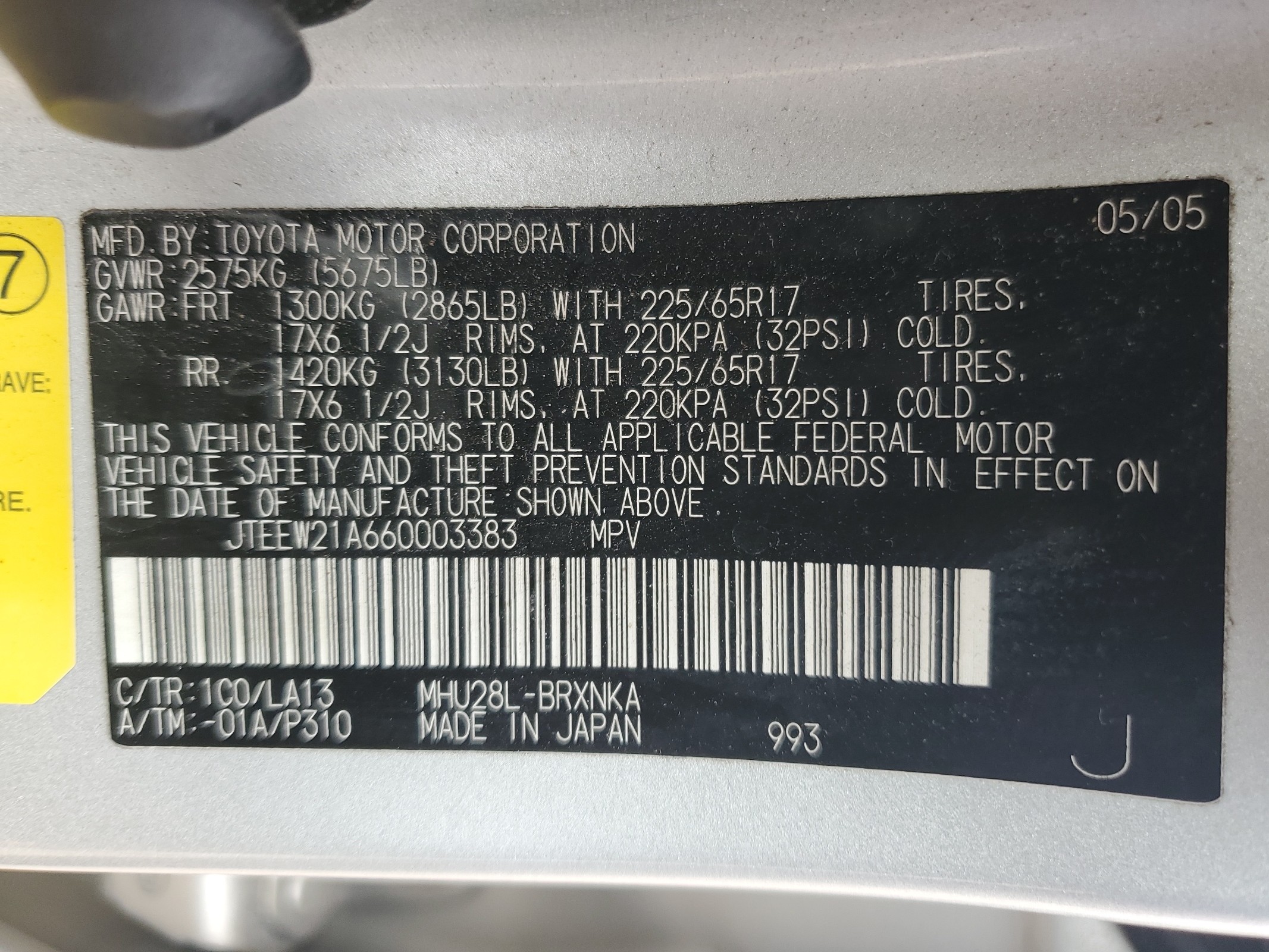 JTEEW21A660003383 2006 Toyota Highlander Hybrid