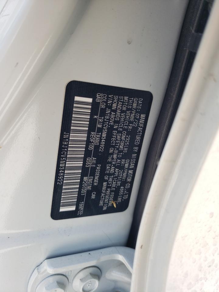 2022 Nissan Rogue Sport Sl VIN: JN1BJ1CV5NW348922 Lot: 61686654