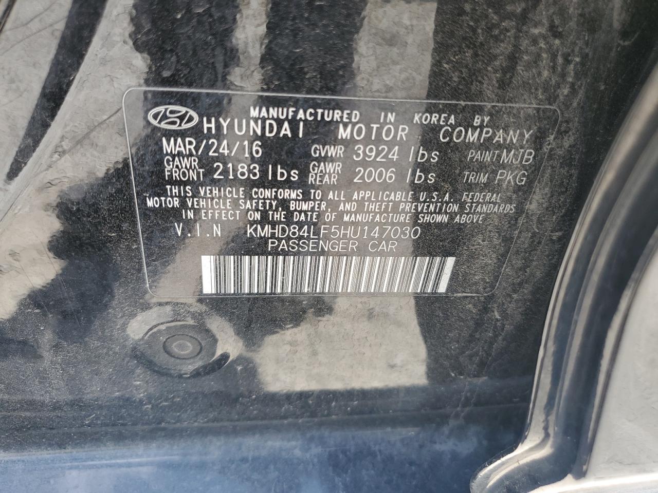 2017 Hyundai Elantra Se VIN: KMHD84LF5HU147030 Lot: 65474934