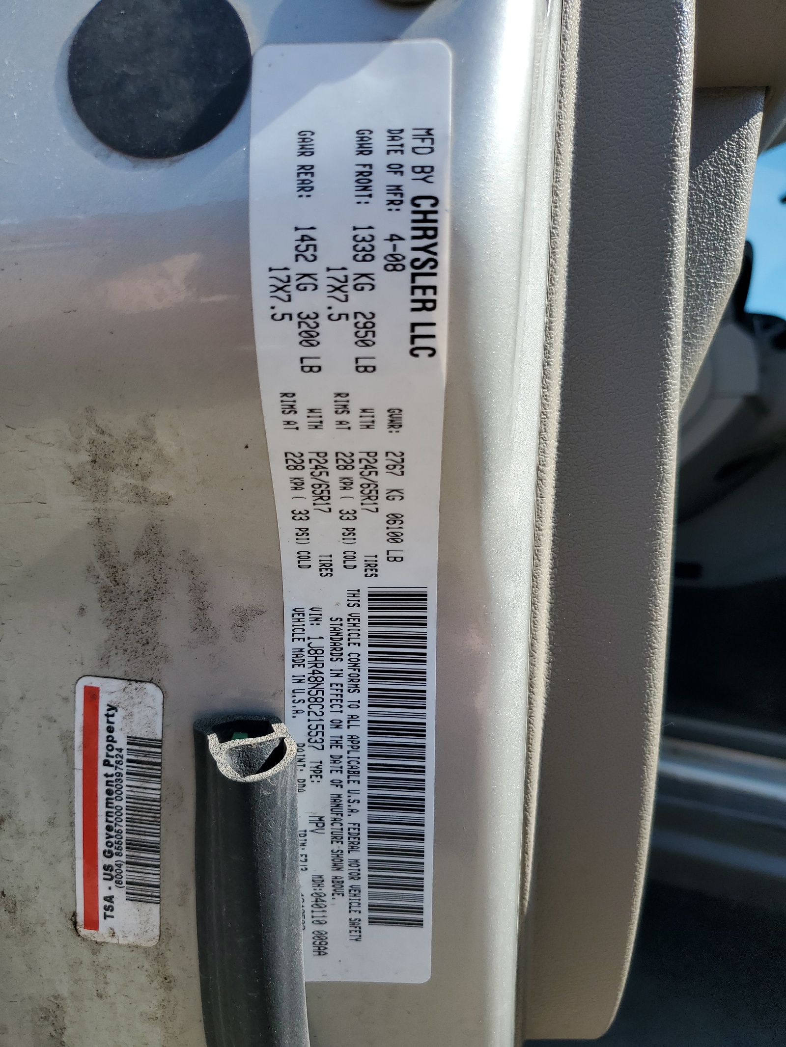 1J8HR48N58C215537 2008 Jeep Grand Cherokee Laredo