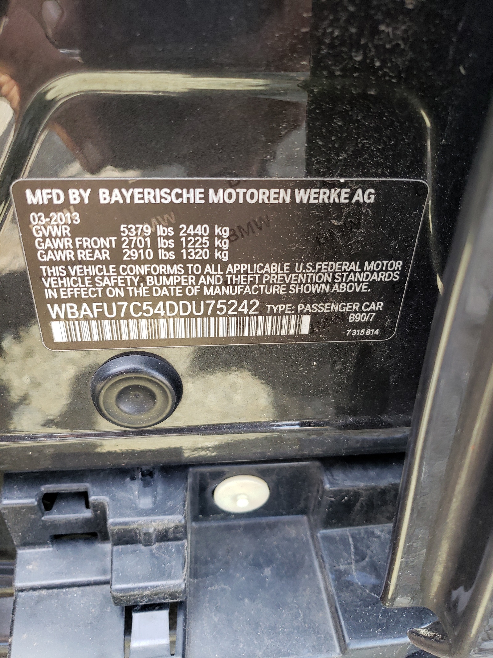 WBAFU7C54DDU75242 2013 BMW 535 Xi