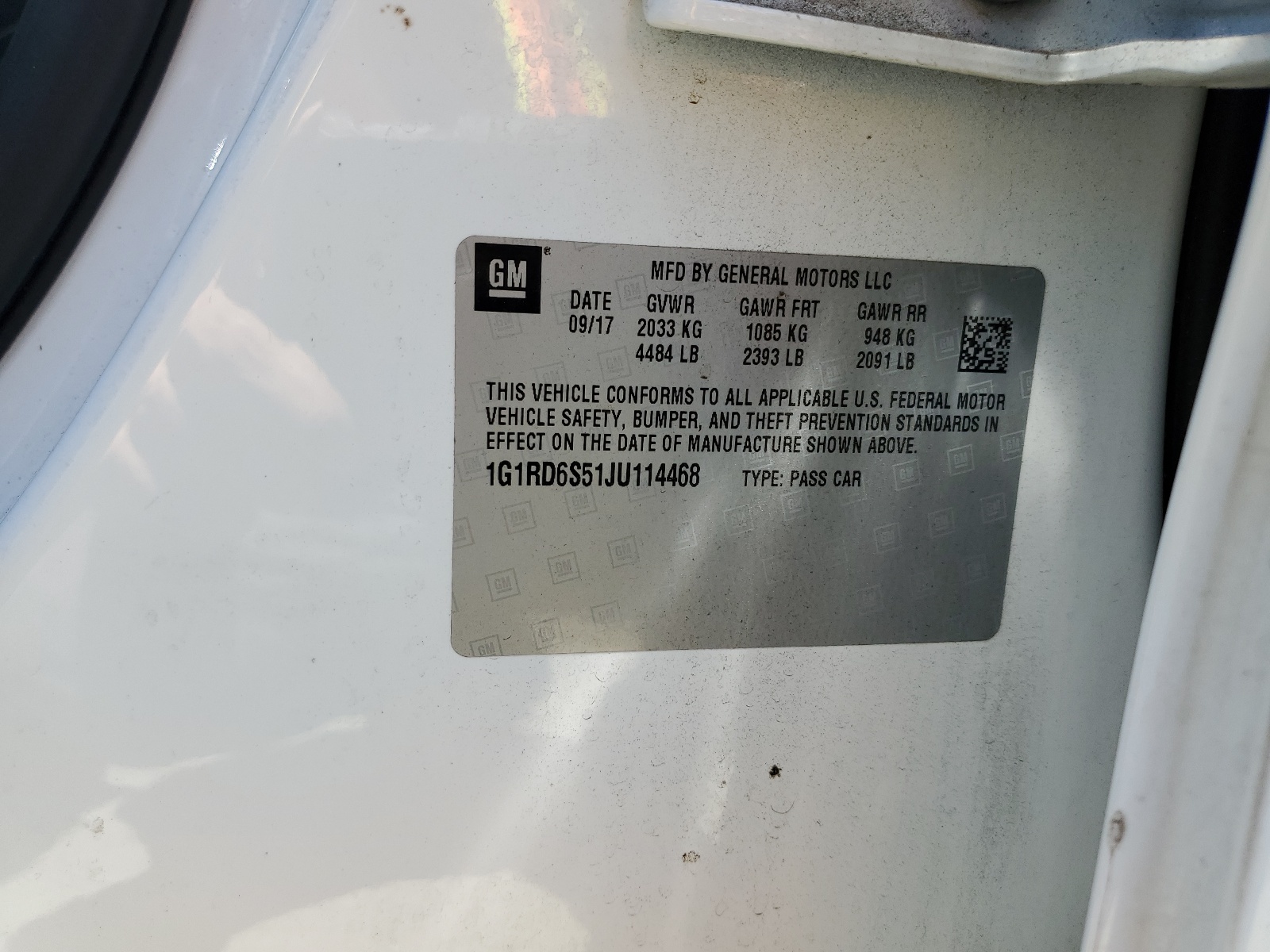 1G1RD6S51JU114468 2018 Chevrolet Volt Premier