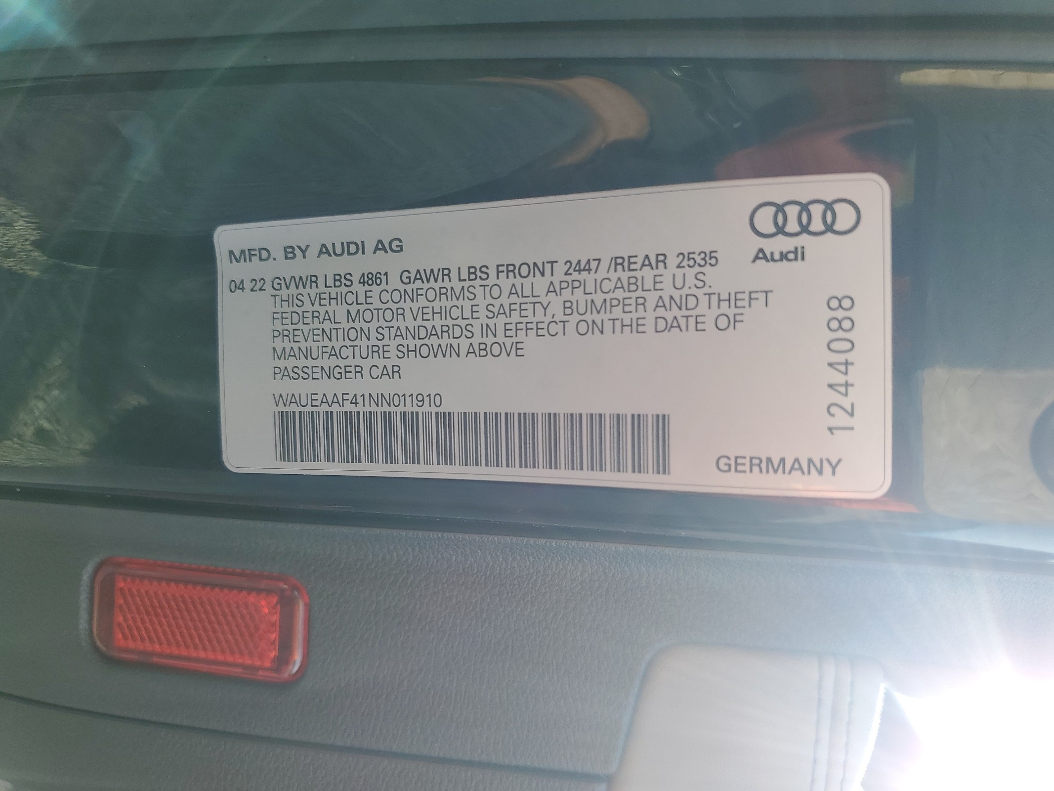 WAUEAAF41NN011910 2022 Audi A4 Premium Plus 45