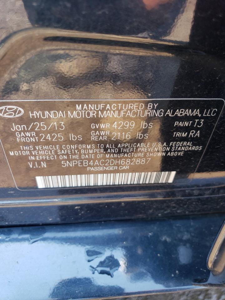 2013 Hyundai Sonata Gls VIN: 5NPEB4AC2DH682887 Lot: 62645544