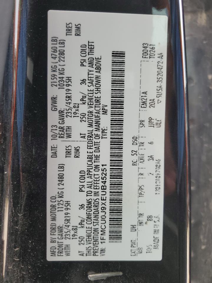 2014 Ford Escape Titanium VIN: 1FMCU0J9XEUB45251 Lot: 63648694