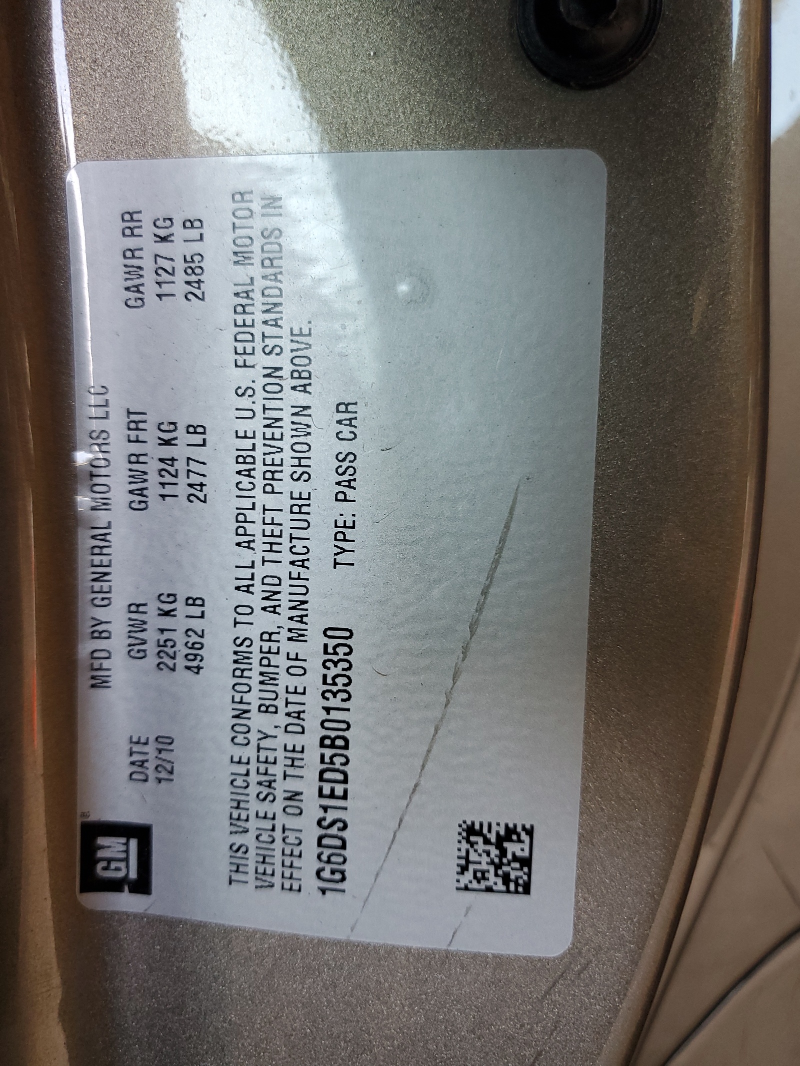 1G6DS1ED5B0135350 2011 Cadillac Cts Premium Collection