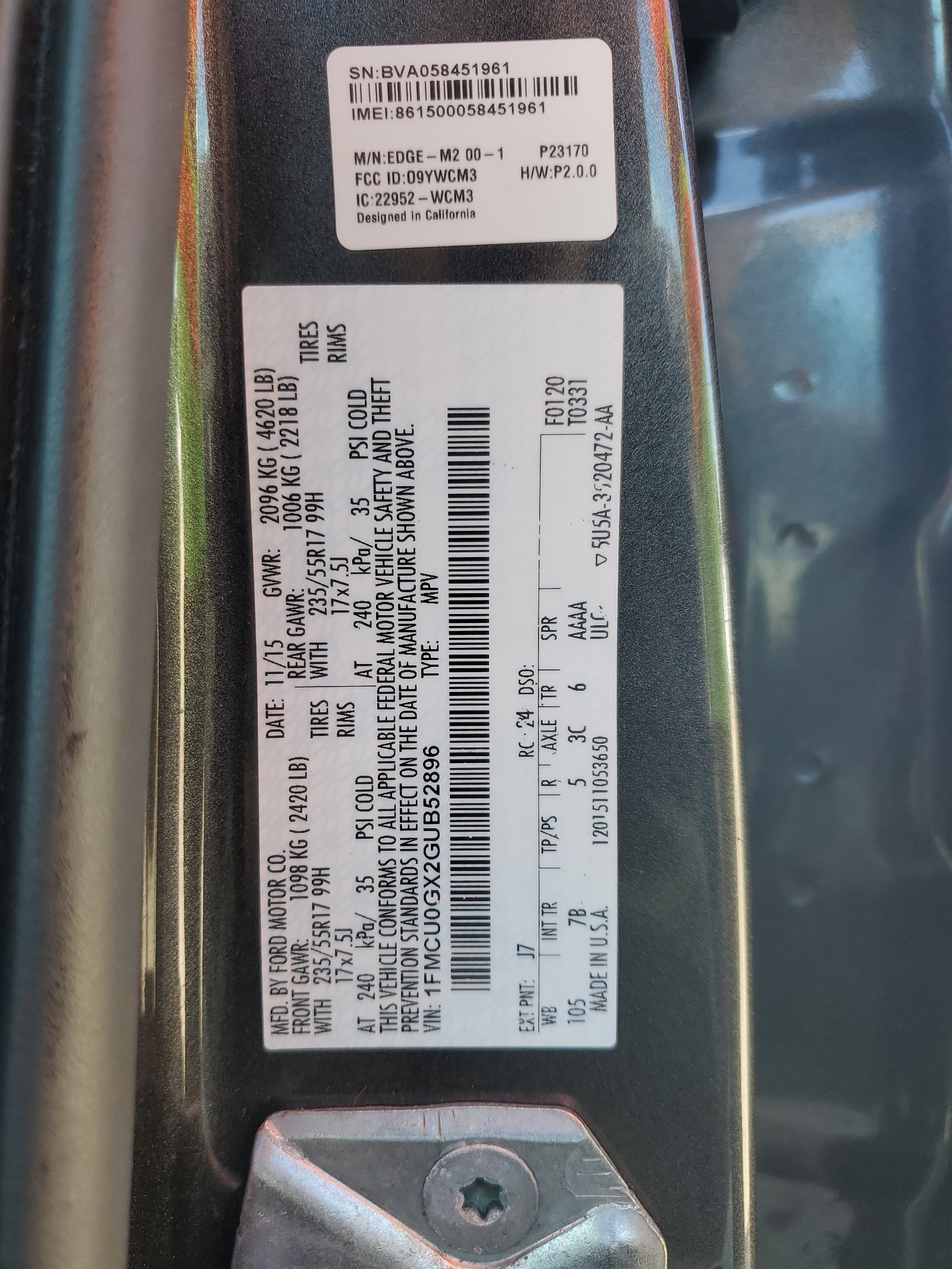 1FMCU0GX2GUB52896 2016 Ford Escape Se