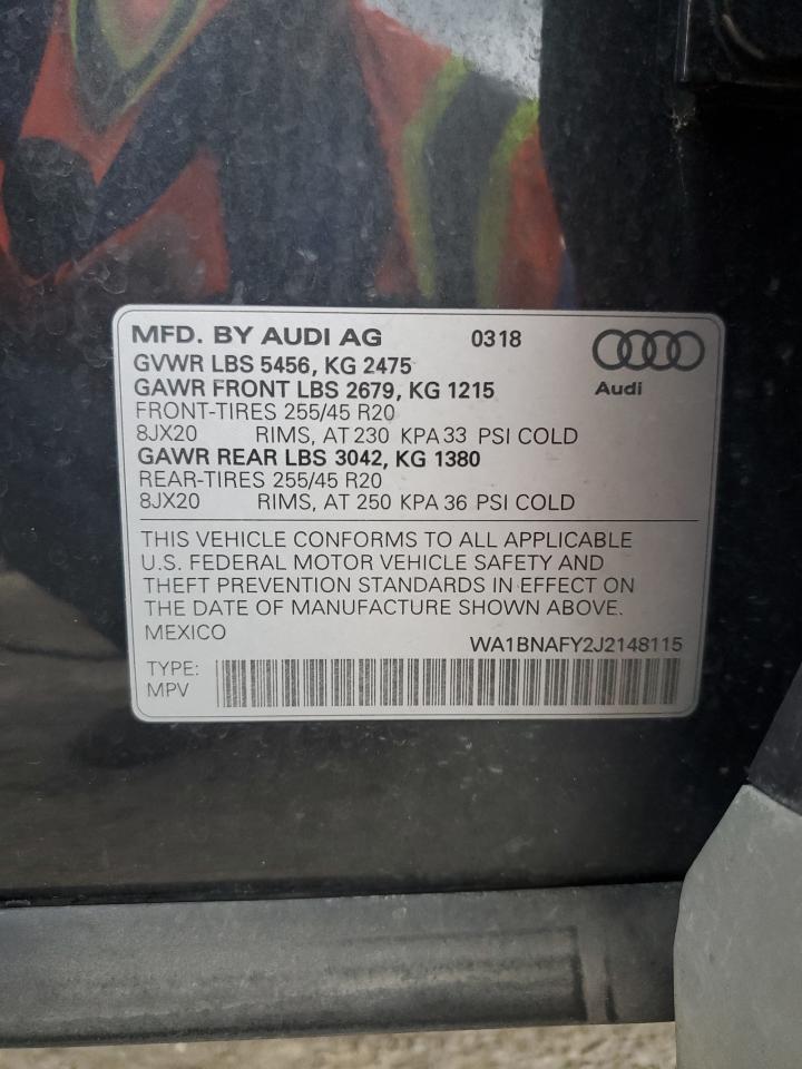 2018 Audi Q5 Premium Plus VIN: WA1BNAFY2J2148115 Lot: 62104654