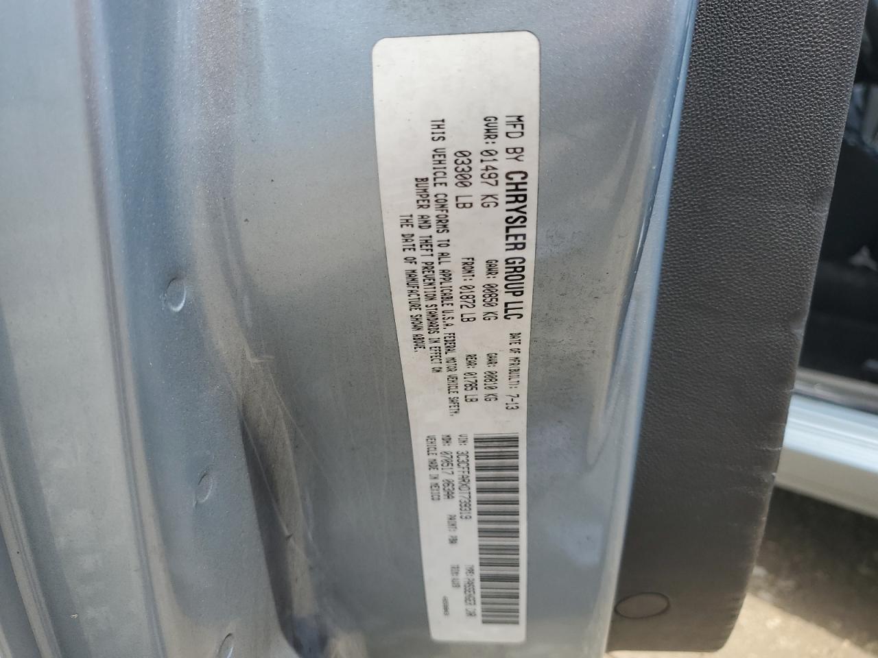 2013 Fiat 500 Pop VIN: 3C3CFFARXDT739319 Lot: 63460244