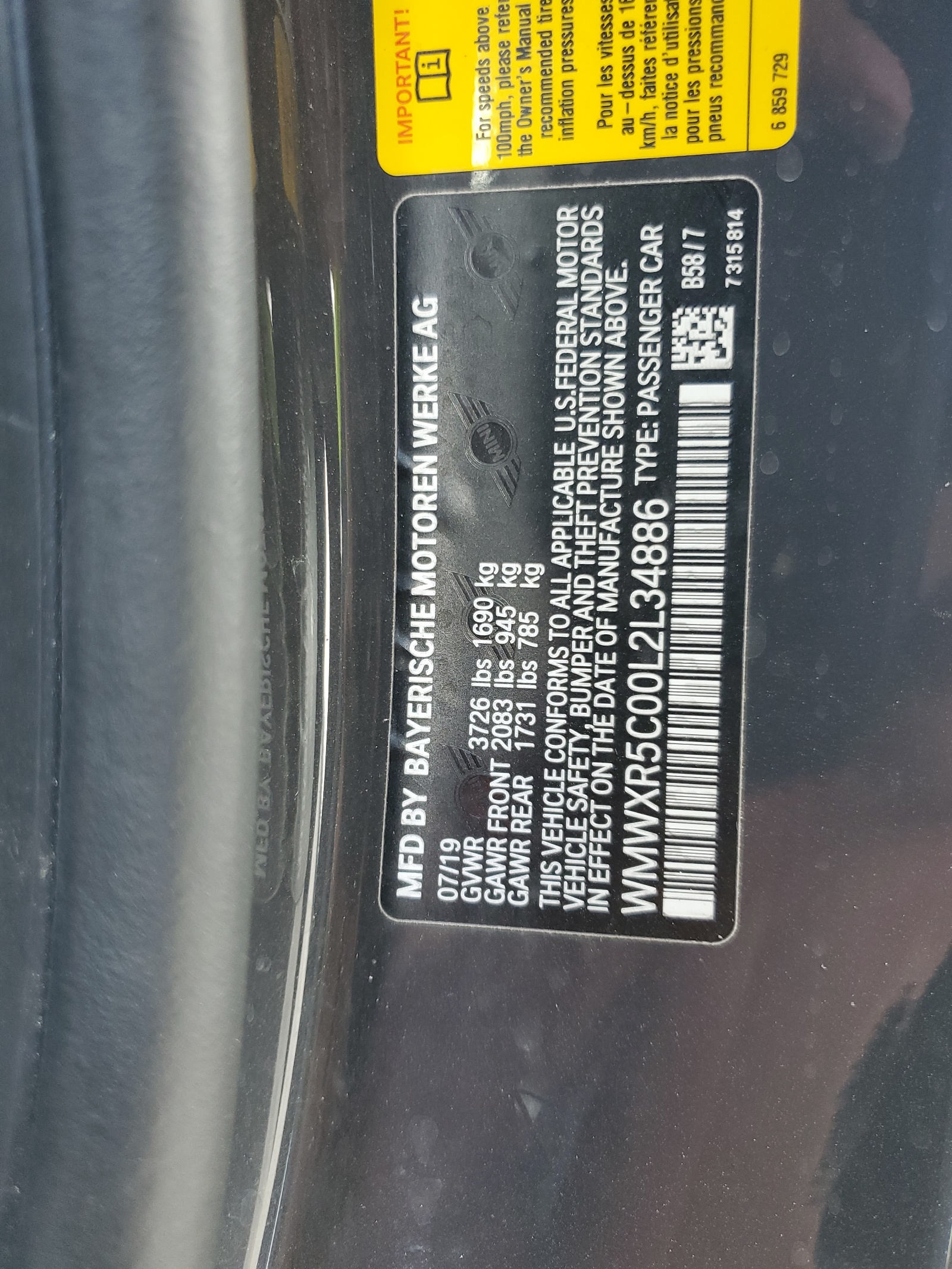 WMWXR5C00L2L34886 2020 Mini Cooper S