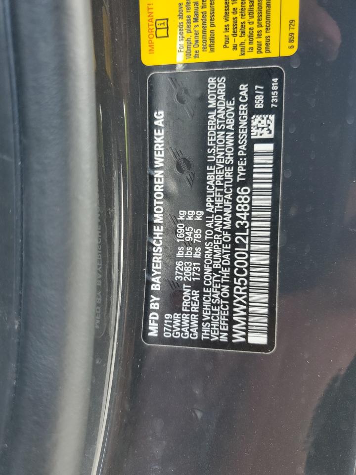 2020 Mini Cooper S VIN: WMWXR5C00L2L34886 Lot: 65476924