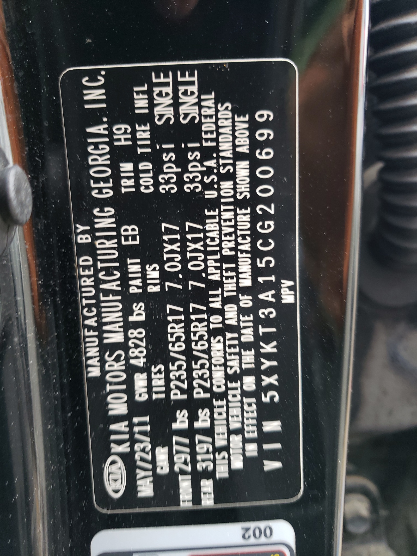 5XYKT3A15CG200699 2012 Kia Sorento Base