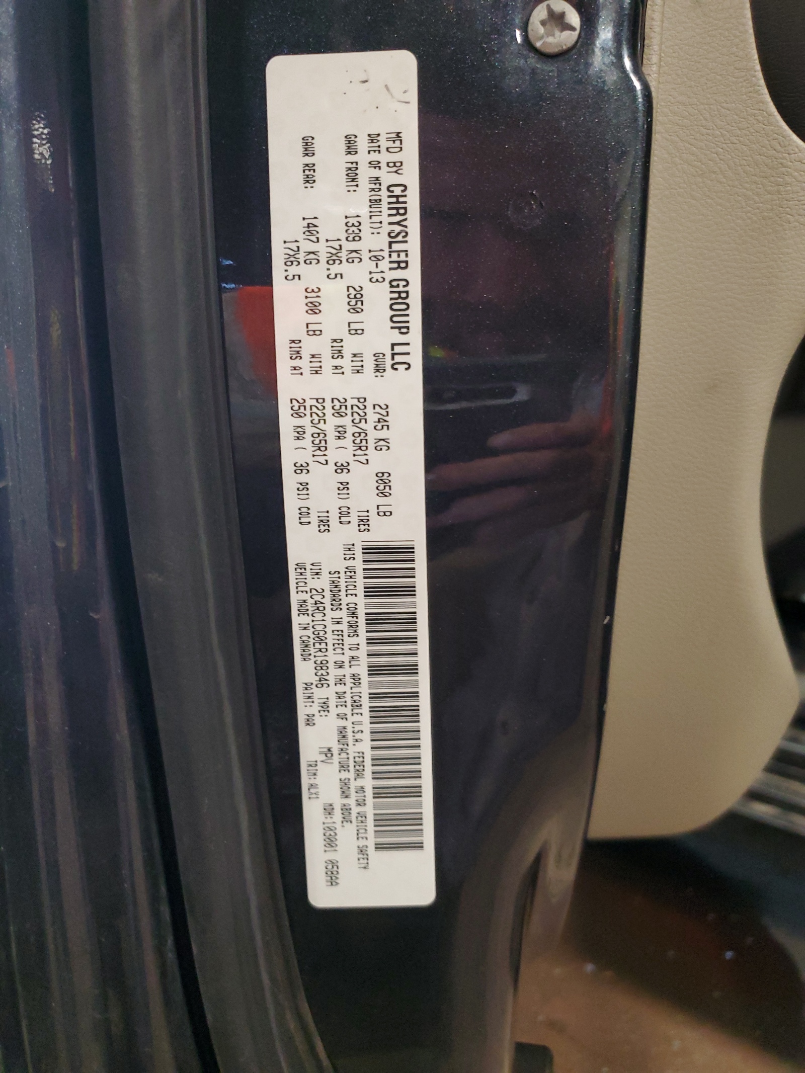 2C4RC1CG0ER198346 2014 Chrysler Town & Country Touring L