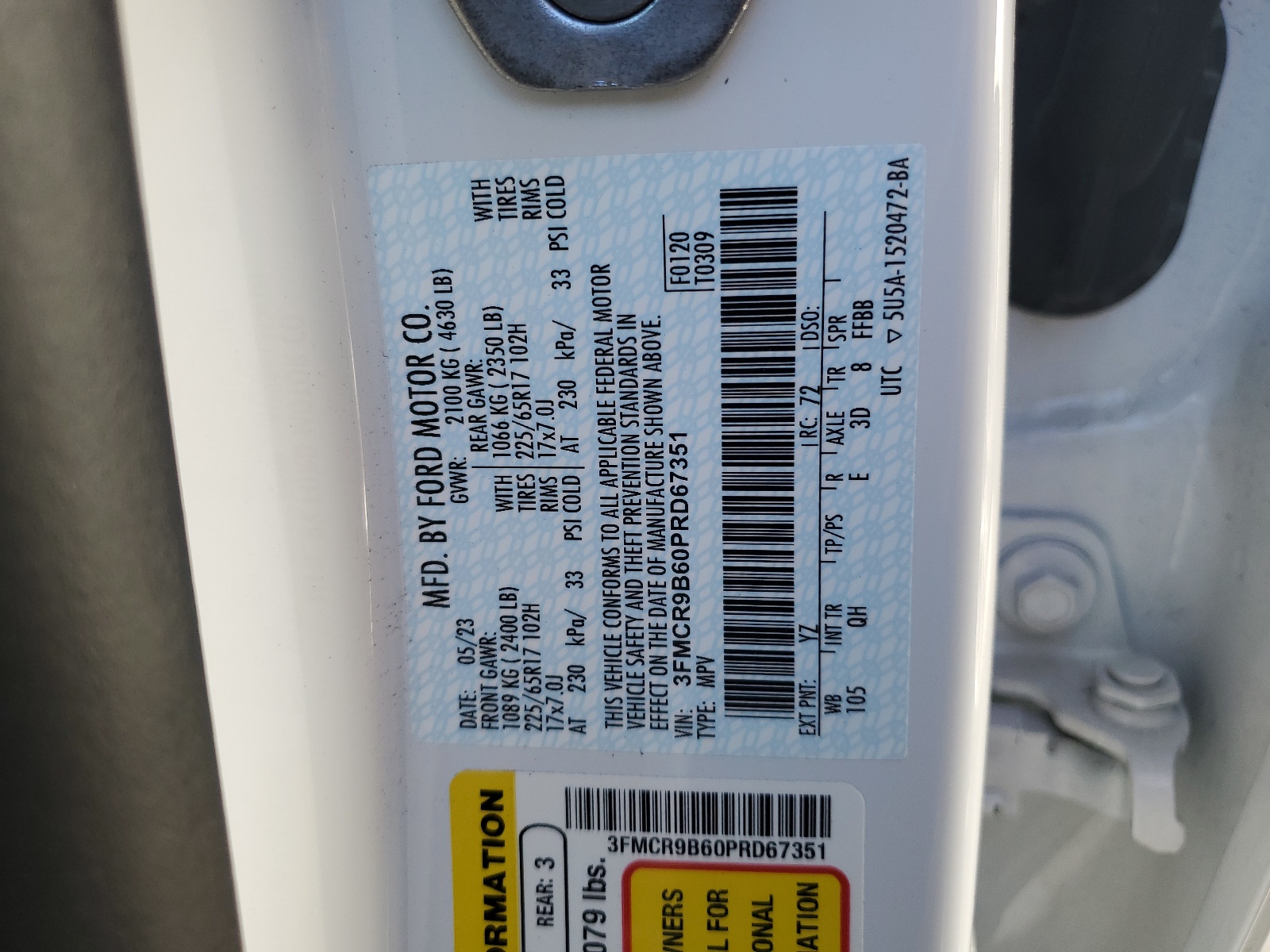 3FMCR9B60PRD67351 2023 Ford Bronco Sport Big Bend