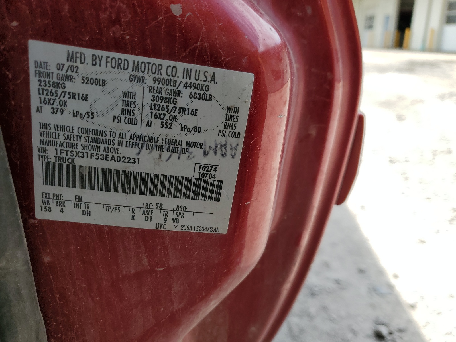 1FTSX31F53EA02231 2003 Ford F350 Srw Super Duty