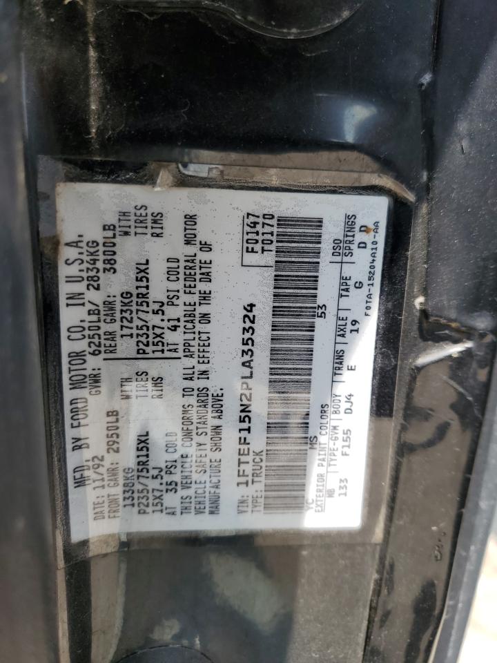 1993 Ford F150 VIN: 1FTEF15N2PLA35324 Lot: 64254194
