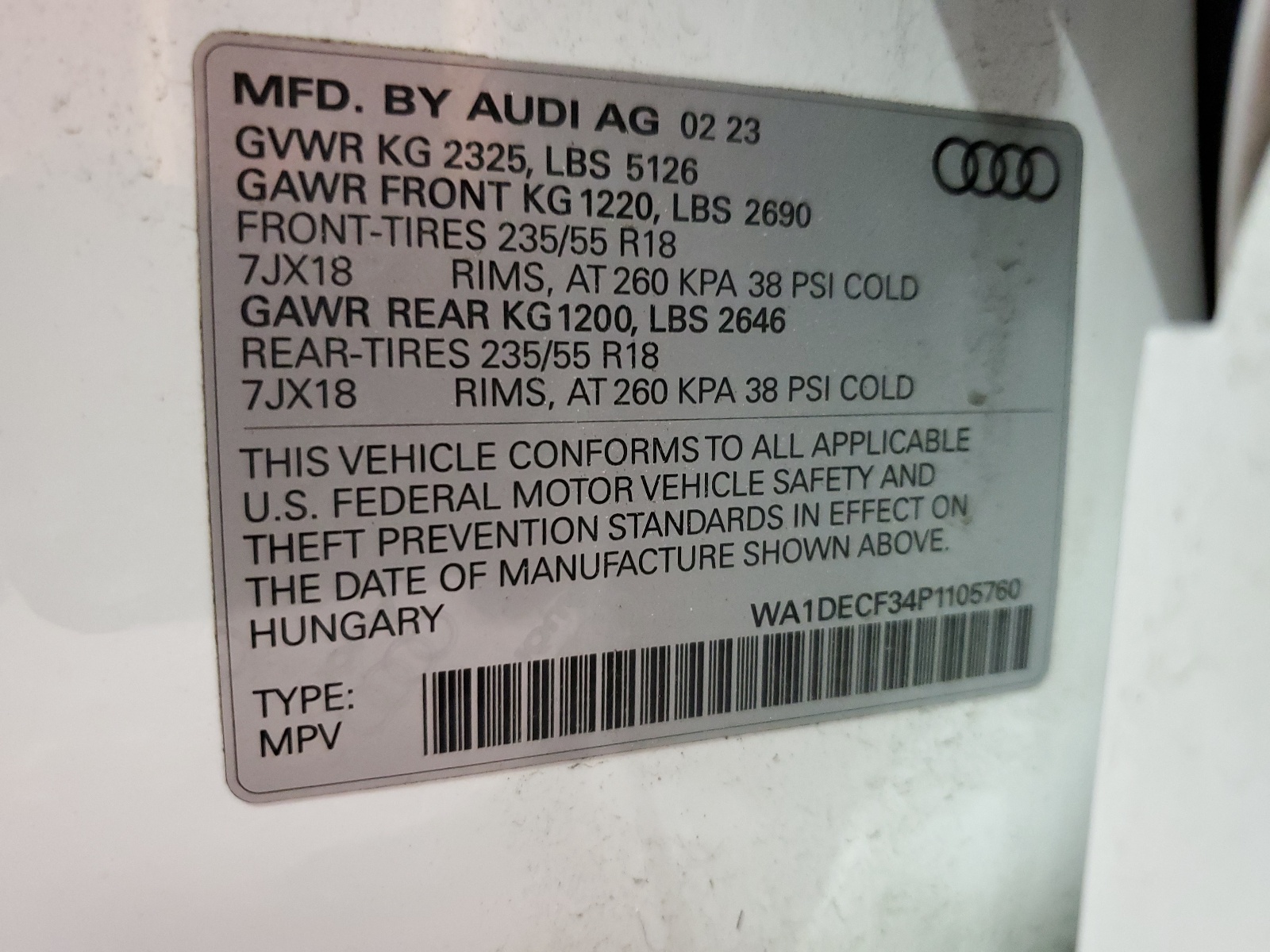 WA1DECF34P1105760 2023 Audi Q3 Premium S Line 45