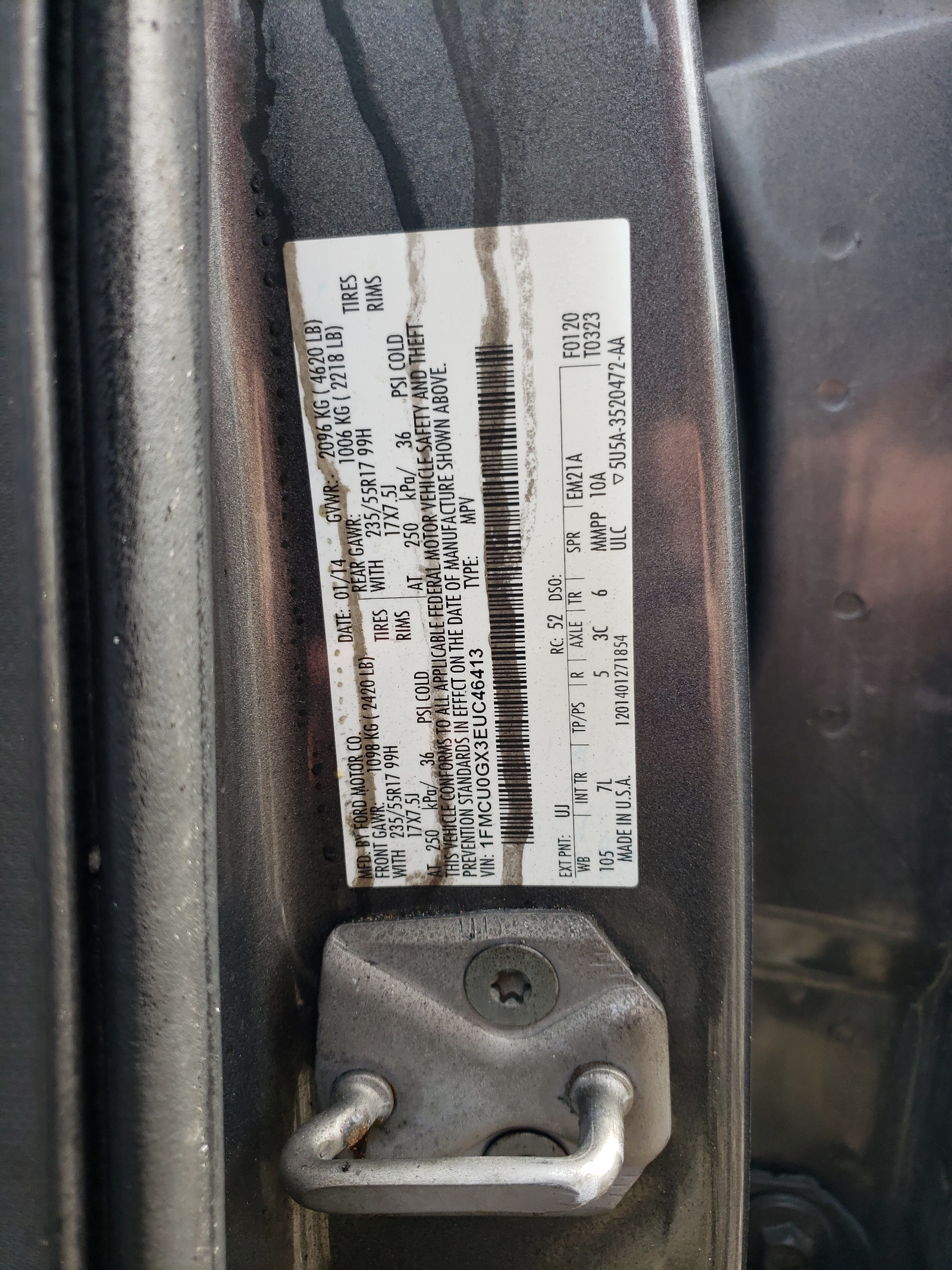 1FMCU0GX3EUC46413 2014 Ford Escape Se