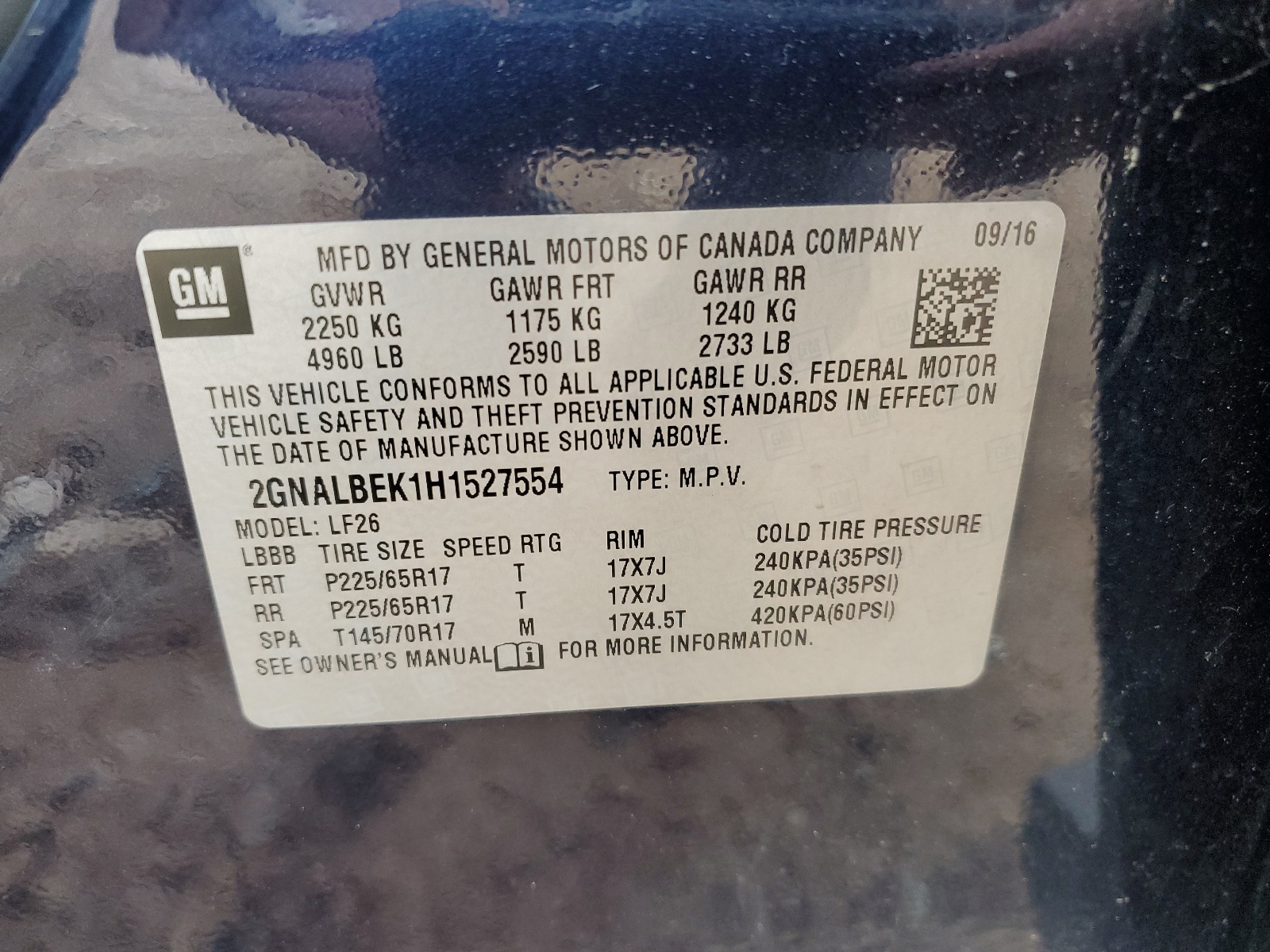 2GNALBEK1H1527554 2017 Chevrolet Equinox Ls