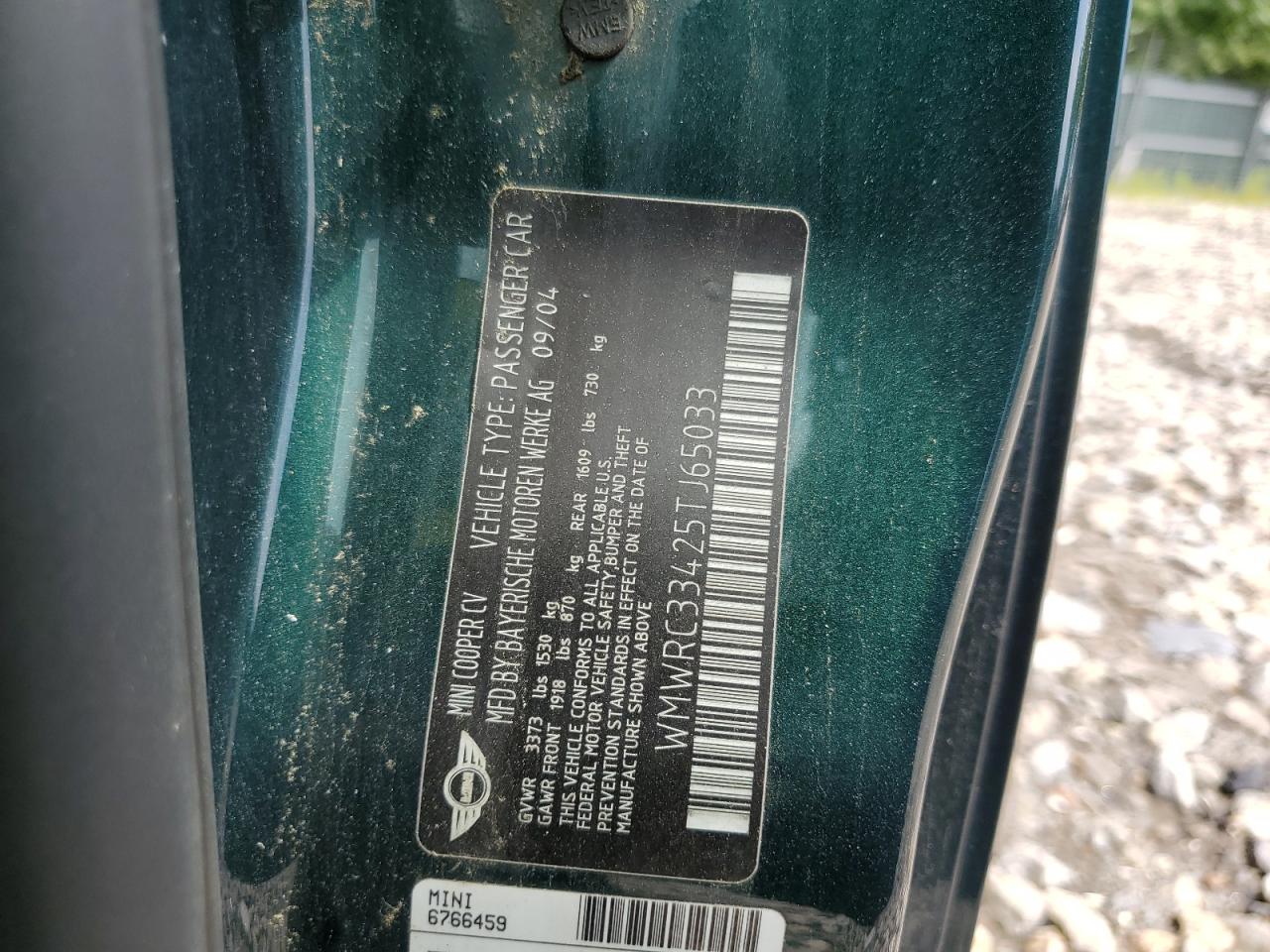 2005 Mini Cooper VIN: WMWRC33425TJ65033 Lot: 65141174