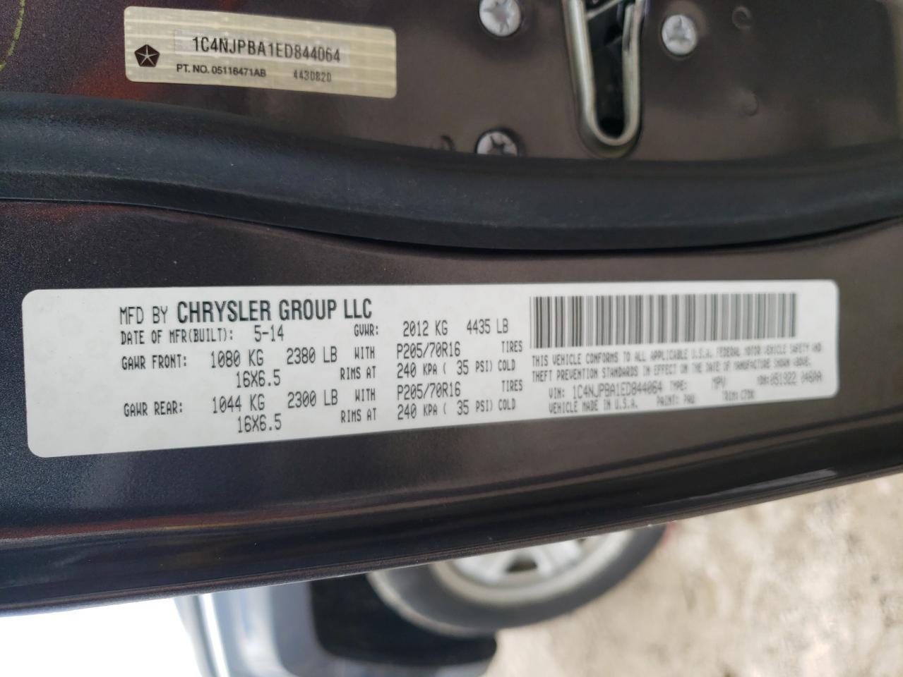 1C4NJPBA1ED844064 2014 Jeep Patriot Sport