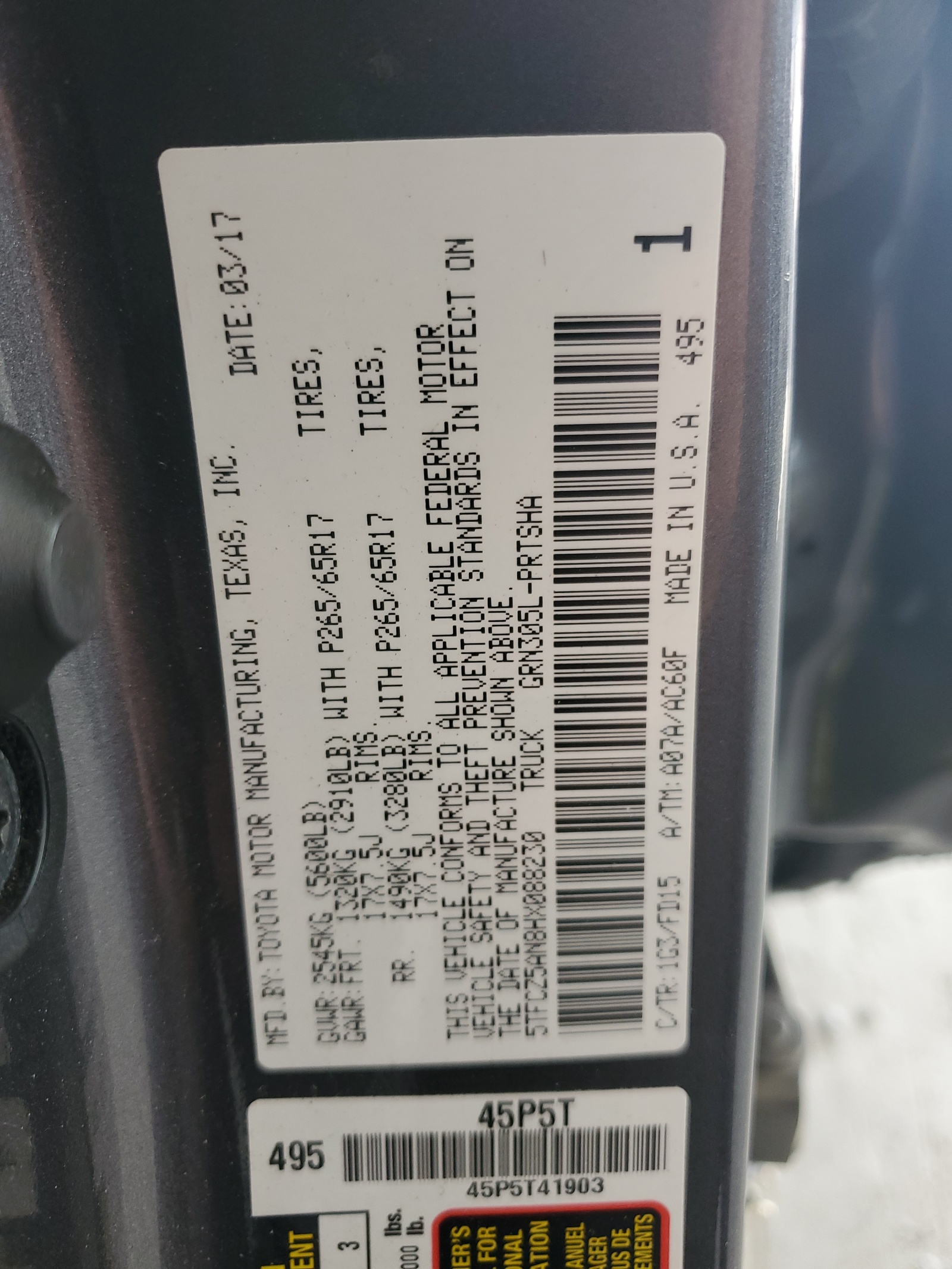 5TFCZ5AN8HX088230 2017 Toyota Tacoma Double Cab