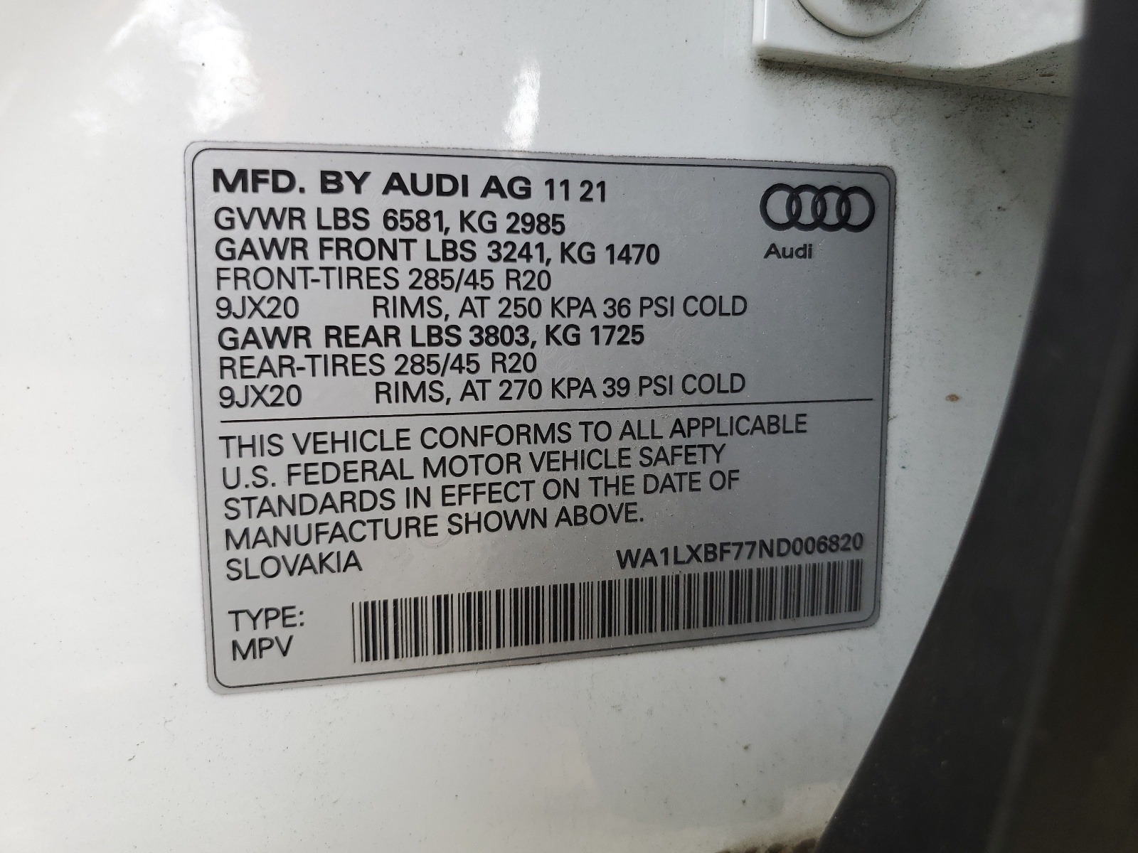 WA1LXBF77ND006820 2022 Audi Q7 Premium Plus