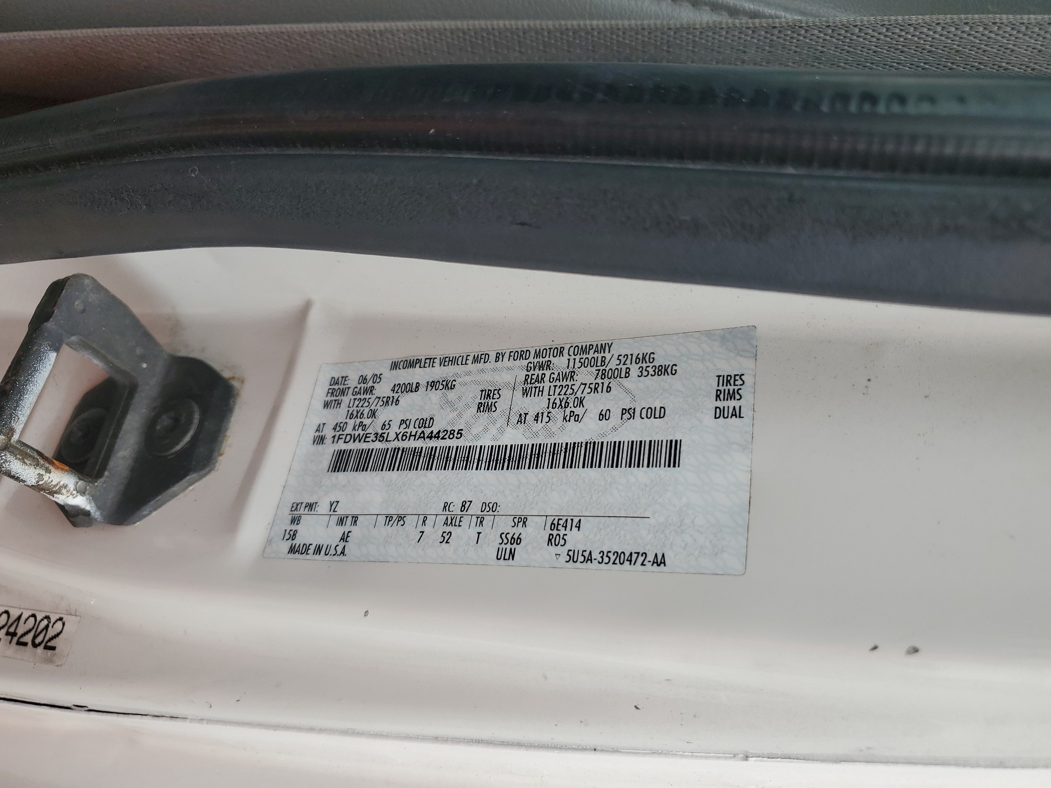 1FDWE35LX6HA44285 2006 Ford Econoline E350 Super Duty Cutaway Van