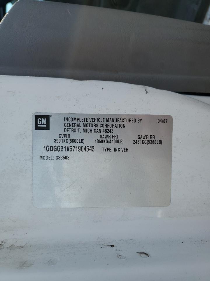2007 GMC Savana Cutaway G3500 VIN: 1GDGG31V571904643 Lot: 61702434