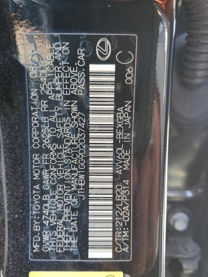 2013 Lexus Es 300H VIN: JTHBW1GG9D2037427 Lot: 64513674