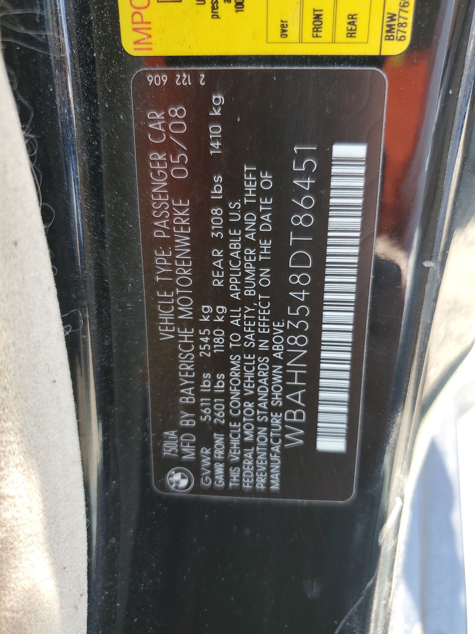 WBAHN83548DT86451 2008 BMW 750 Li